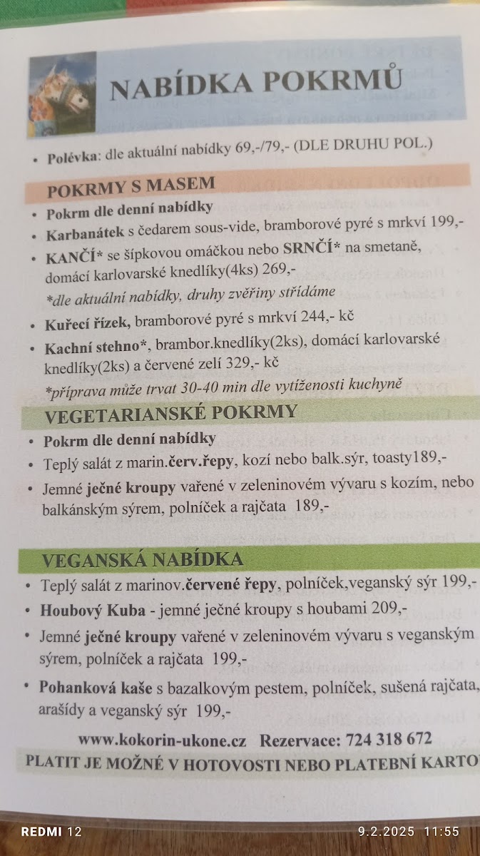 Menu U Kone - Restaurace S Cukrarnou-1